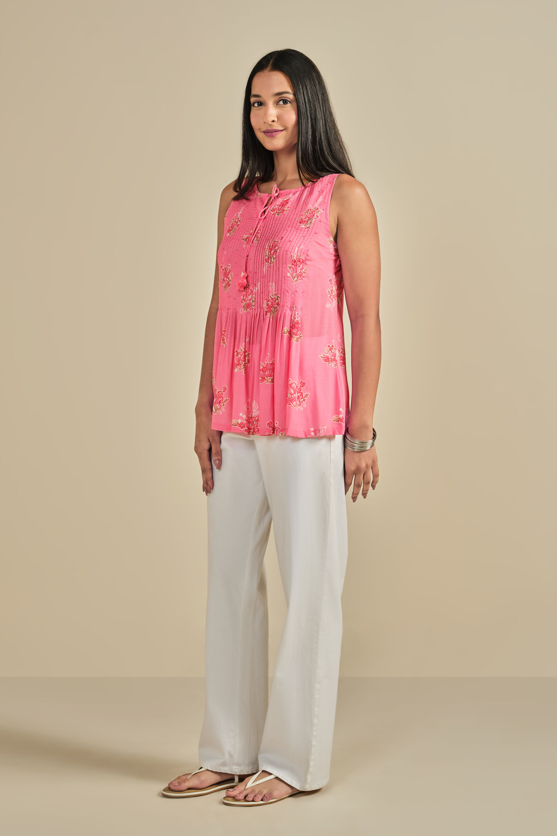 Pataka Floral Modal Top, Pink, image 4
